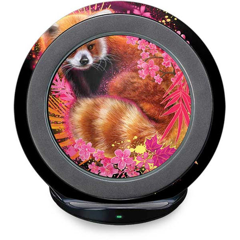Red Panda with Flowers by Sheena Pike Fast Charge Wireless Charging Stand Skin